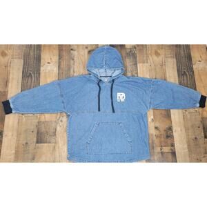 Rare Disney Resort Medium Denim Hoodie Pullover Spellout Script‎ Spirit Jersey